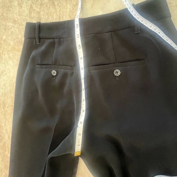 VINCE BLACK CROP JAPANESE CREPE FLAT FRONT STRAIGHT LEG TROUSER WITH BACK POCKET - Picture 6 of 10